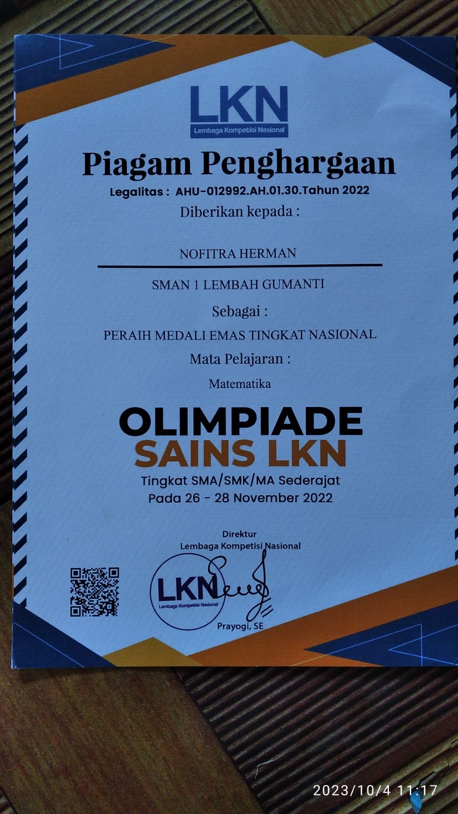 Olimpiade Sains Lembaga Kompetisi Nasional (LKN)